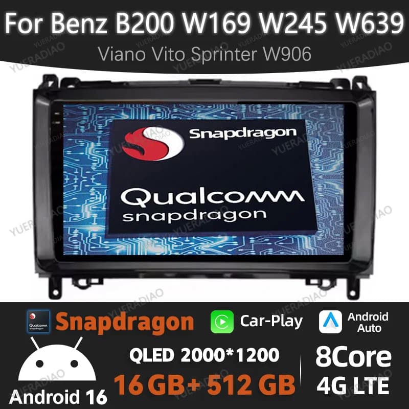 Android 15 Autoradio Per Mercedes Benz W169 W245 B200 W906 Sprinter W639 Lettore Video Multimediale Carplay Auto NAVI GPS 4G WIFI