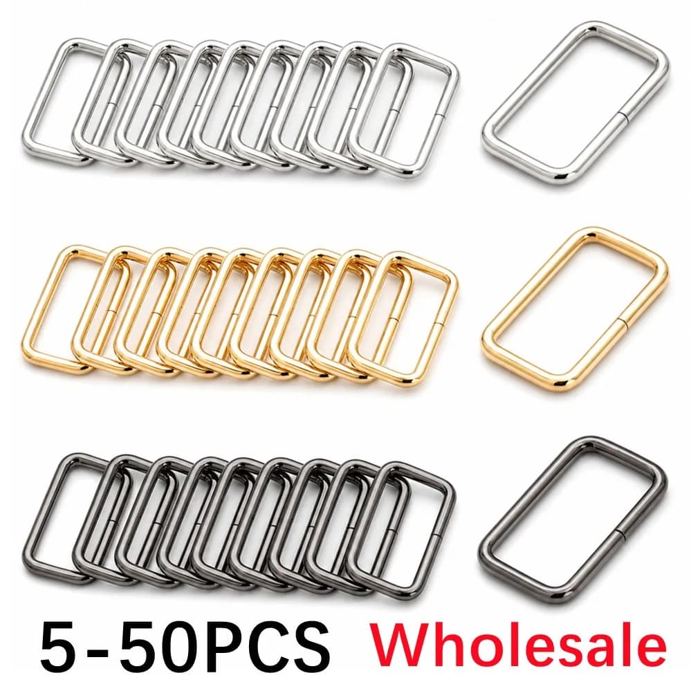 5-50Pcs Metal Thickened Leather Bag Backpack Strap Belt Webbing Dog Collar Chain Rectangle Square O D Ring Loop Buckle