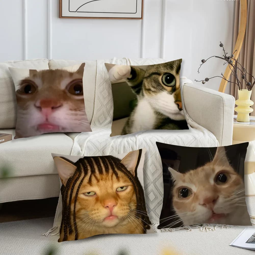 Simpatico cuscino a forma di gatto, divertente, con stampa, per decorazione di divani, casa, auto, camera, caffetteria, ufficio, stile nordico semplice.