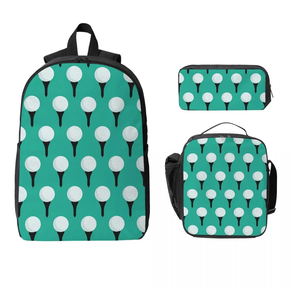 Palla da golf e modello a T Zaino Studente Ragazzo Ragazze BookBag Borsa da scuola Borse a tracolla per laptop Borsa da pranzo isolata 3ps Astuccio