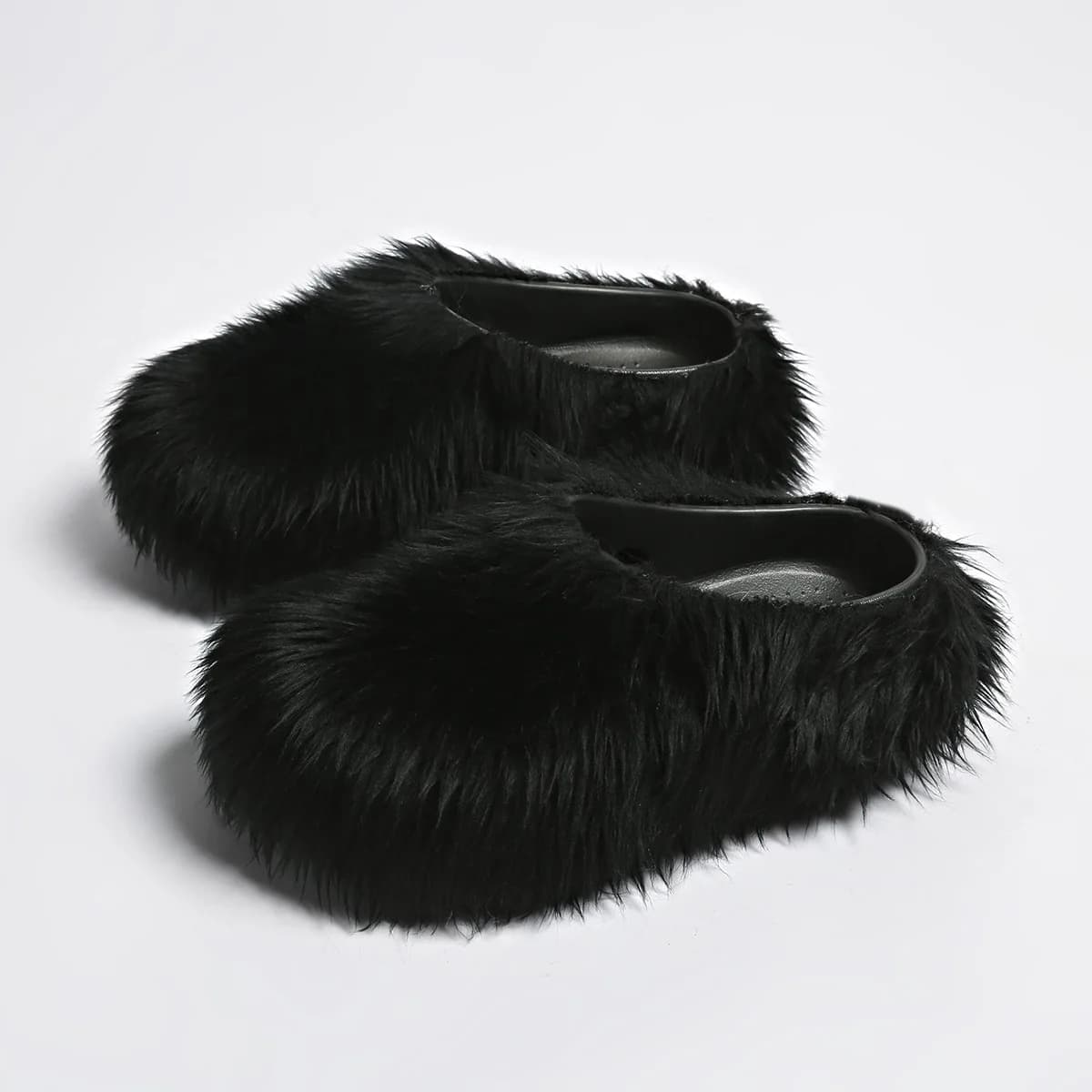 Modern Slippers Women's Faux Fur Adult Platform Mule Shoes Thick Sole Slides