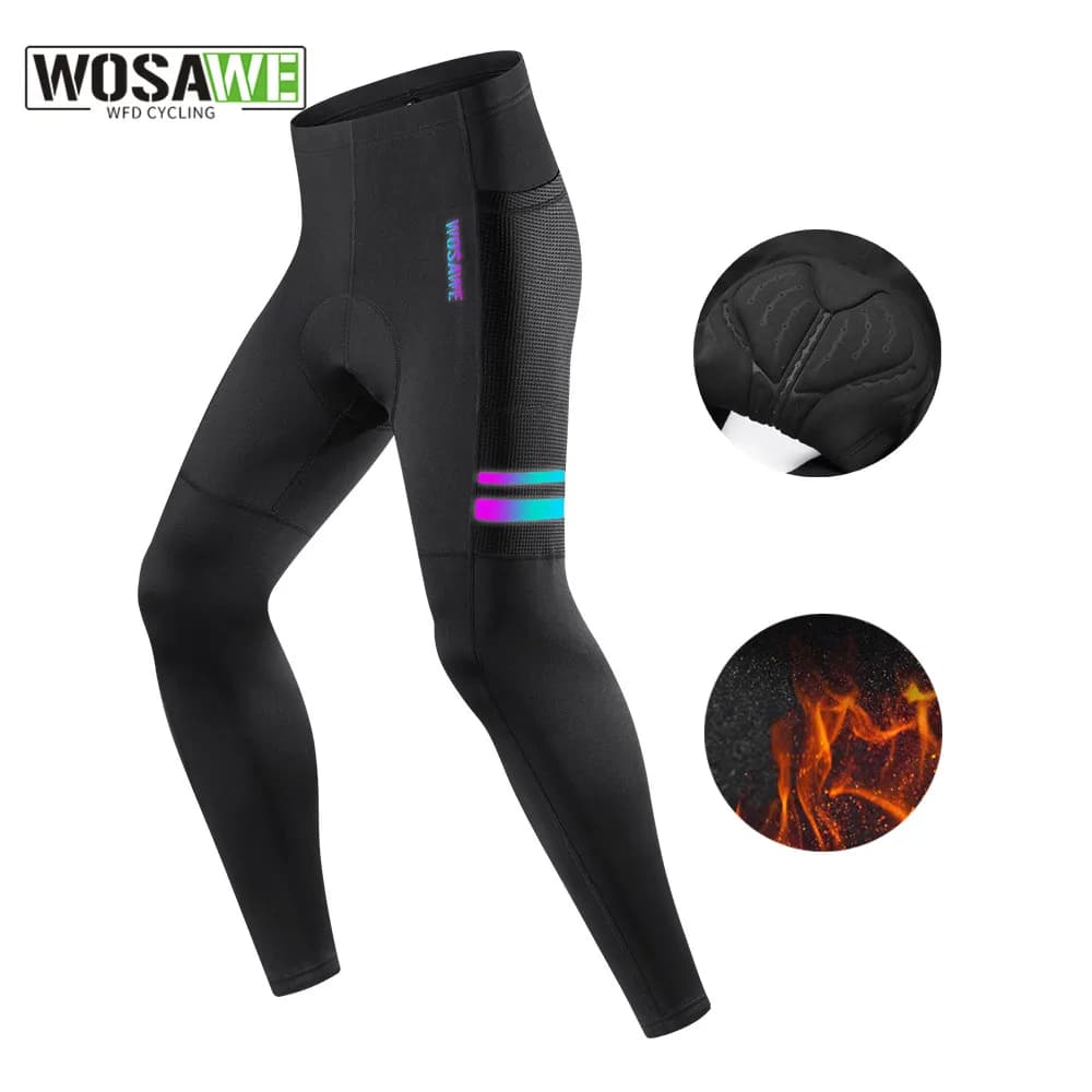 Cycling pants WOSAWE Winter 5 °C ~10 °C Keep warm men's cycling pants Long high quality bike shorts with 3D windproof sponge