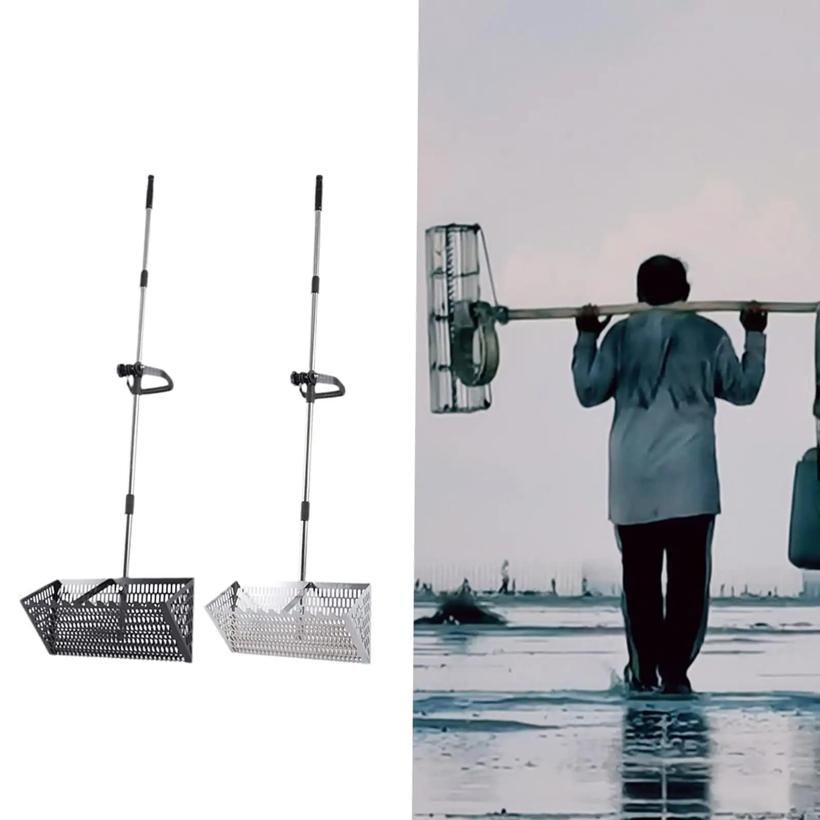 Sand Rake Telescopic Handle Large Sifting Premium Carbon Steel S