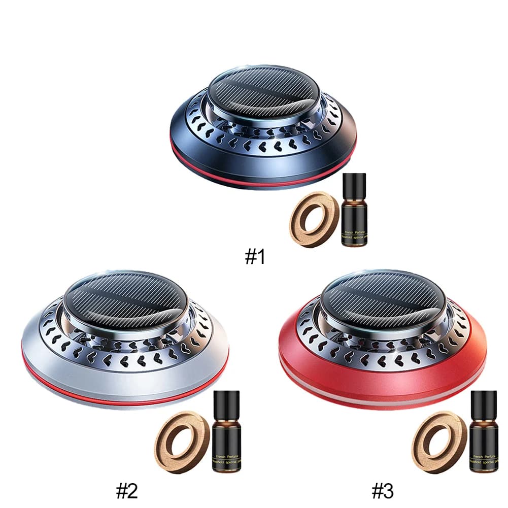 Solar Rotating Car Deodorant Fragrance Perfume Diffuser For Auto Aluminum Alloy Car Ornament For Car Dashboard Car Accessories