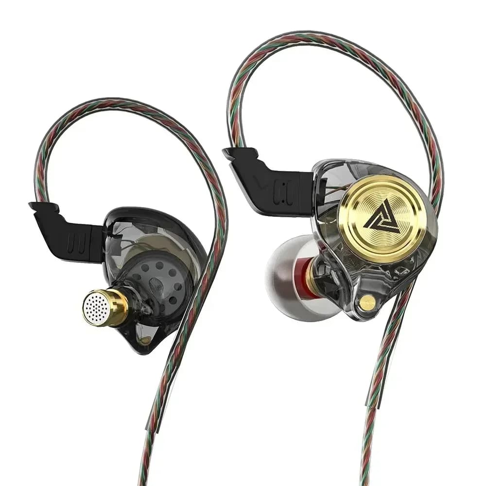 Wired earphones HiFi QKZ AK3 FiLe with microphone, bass audio monitor, headphones with noise cancellation for sports and gaming.
