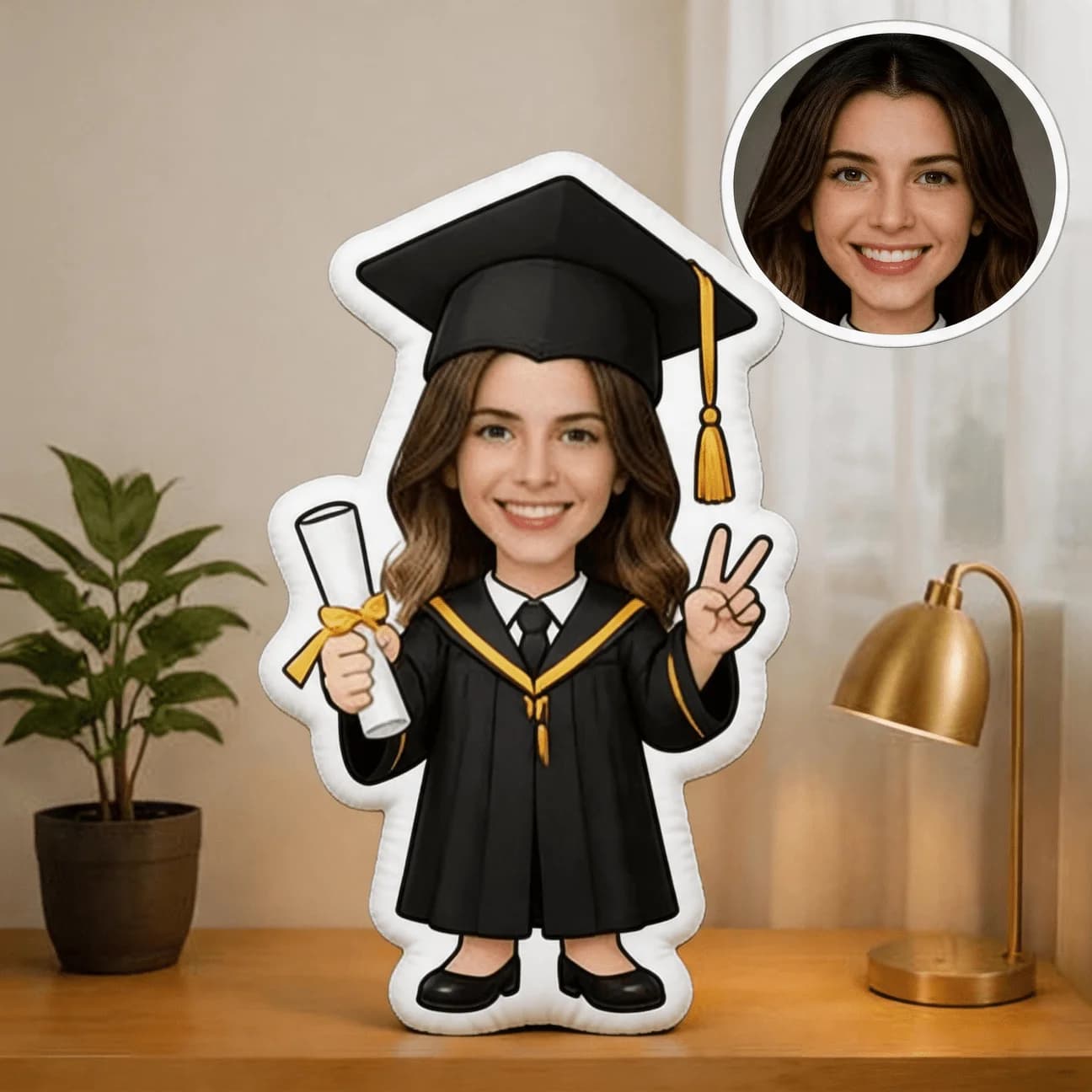 Personalized photo graduation pillow - double-sided printed customized portrait cushion, suitable for sofas and beds, adult grad