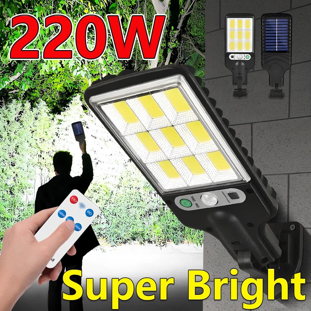 220W Solar Lights Outdoor Waterproof Super Bright Wall Light LED Solar Spotlights Lamp with Motion Sensor Garden Lights Outdoor