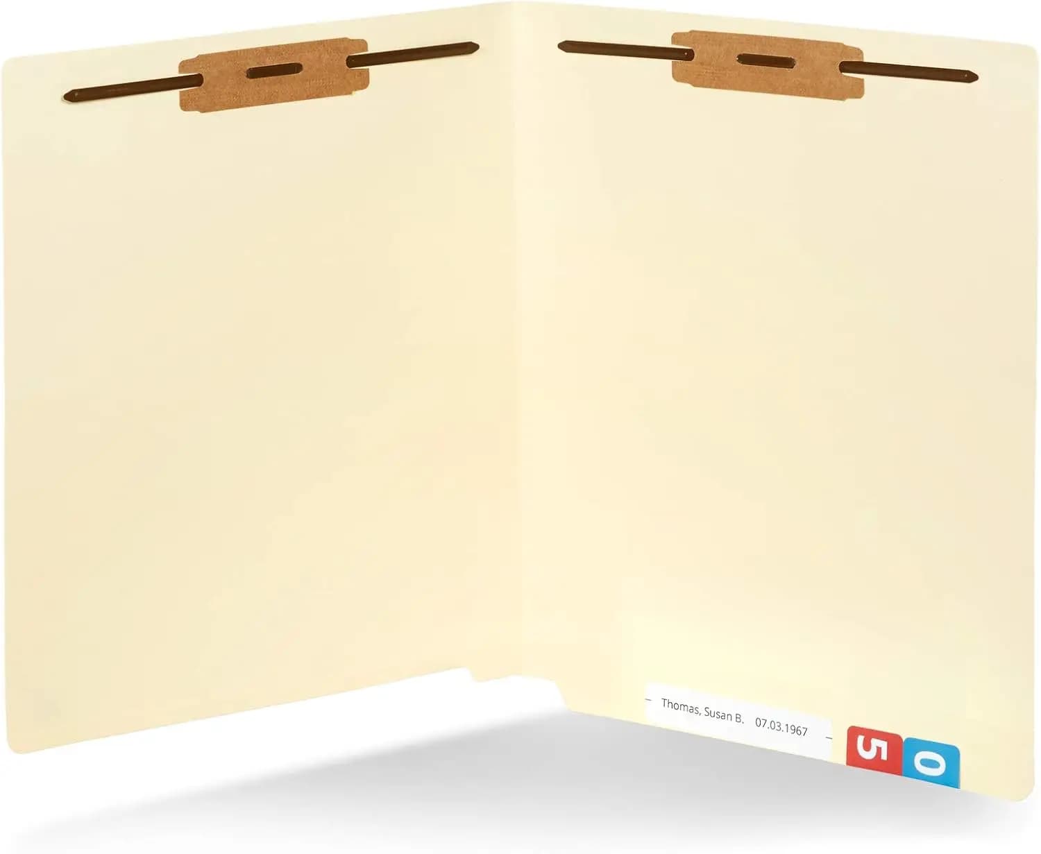 Cartelle di file Manila resistenti con linguette terminali, 2 elementi di fissaggio, formato lettera, confezione da 50 per uso medico e in ufficio