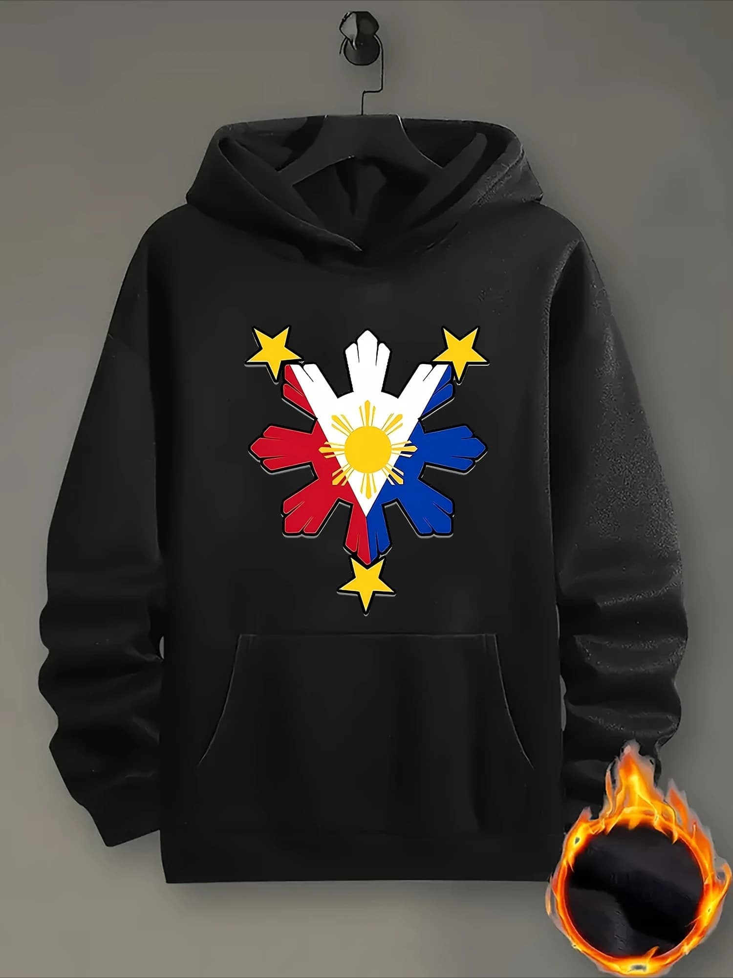 Felpa con cappuccio da uomo con bandiera filippina Y2K - nera e rossa, per tutte le stagioni, regalo streetwear
