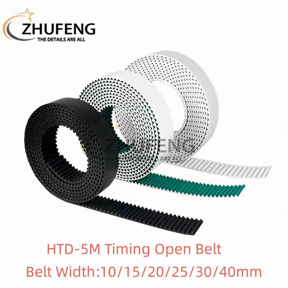 High Quality HTD 5M PU Open Belt Width: 10mm /15mm/20mm/25mm/30mm/40mmTiming Polyurethane Transmission Belt For 3DPrinters Etc