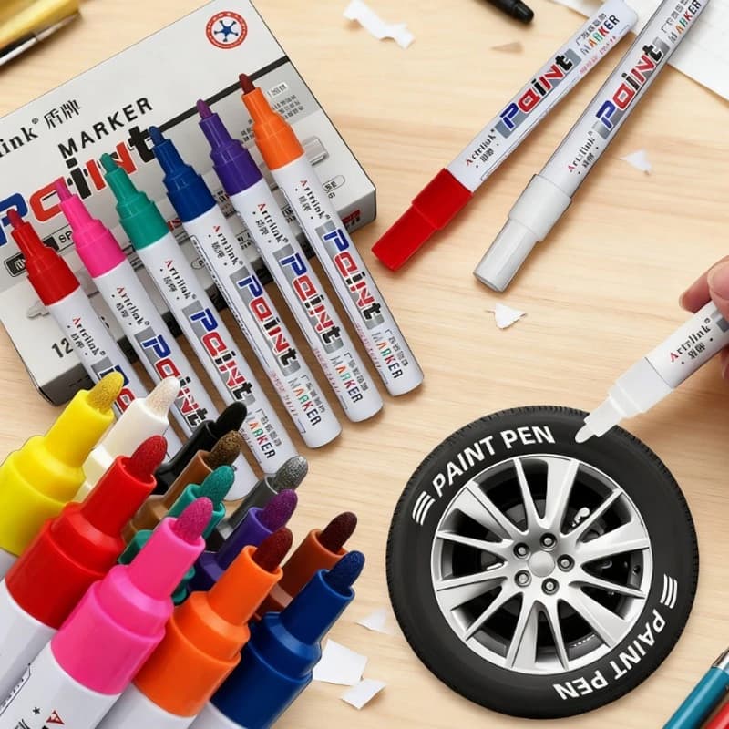 12-color Paint Pen Waterproof Sun-resistant Not Easy To Fade for Tires Wood Metal Stone Glass Painting Graffiti Mark