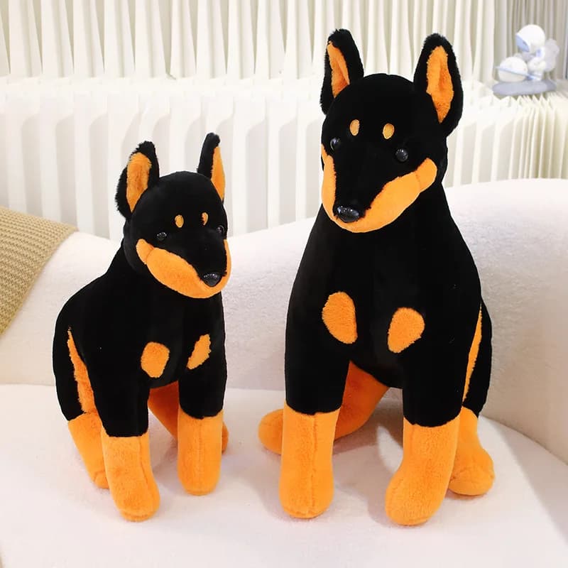 Caldo di alta qualità simulazione cane peluche farcito realistico Doberman cucciolo bambola decorazioni per la casa cartone animato bambini ragazzo ragazza regalo di compleanno