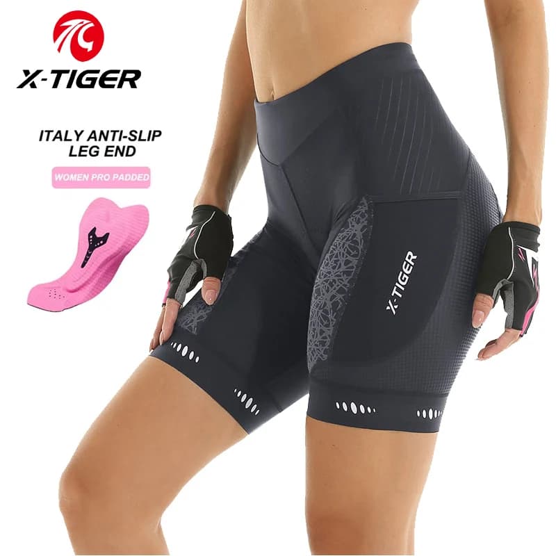 X-TIGER women's cycling shorts MTB bike shorts padded in competitive foam with side pockets Collant with summer reflective straps