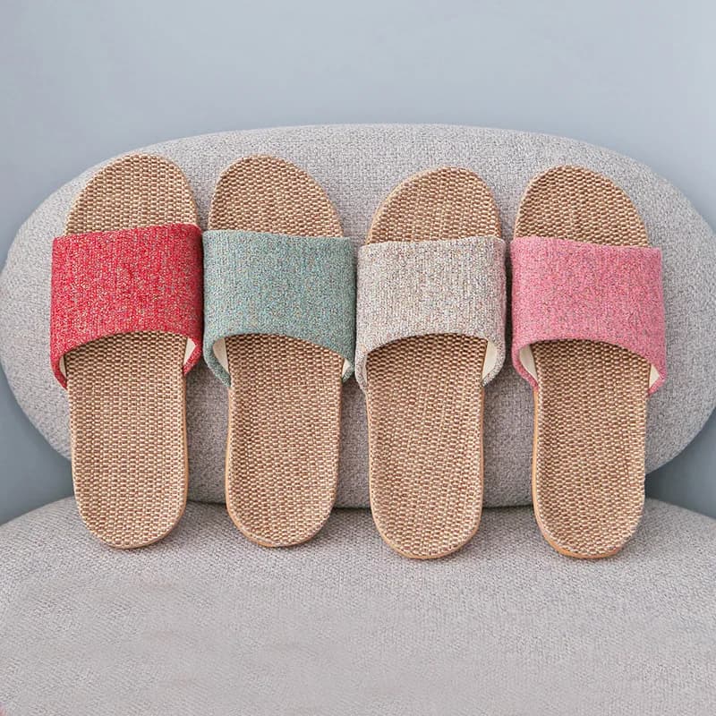 Nuove pantofole in lino da donna in EVA Pantofole da coppia antiscivolo per interni domestici Pantofole da sandalo da uomo resistenti all'usura