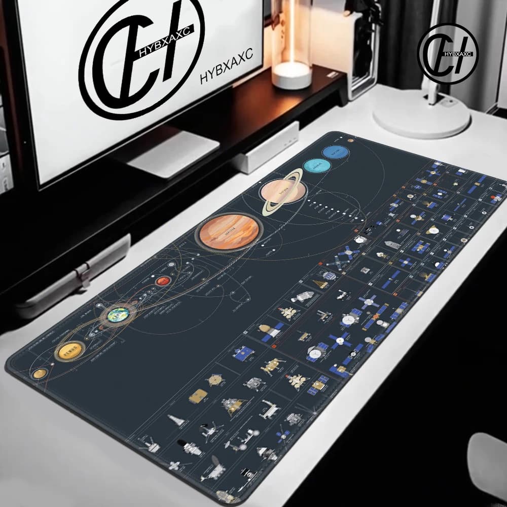 Tappetino spaziale tastiera meccanica astronave XXL tappetino per Mouse accessori Anime Gamer Mousepad tappetino da scrivania nero sistema solare personalizzato