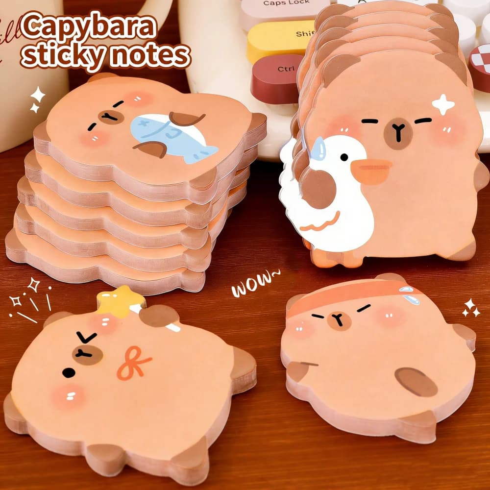 4 Pezzi Blocco Note Adesivo Capibara, Simpatici Memo Pad Cartoon, Blocchi Note Autoadesivi, Carta per Messaggi, Cancelleria Kawaii, Forniture Scolastiche