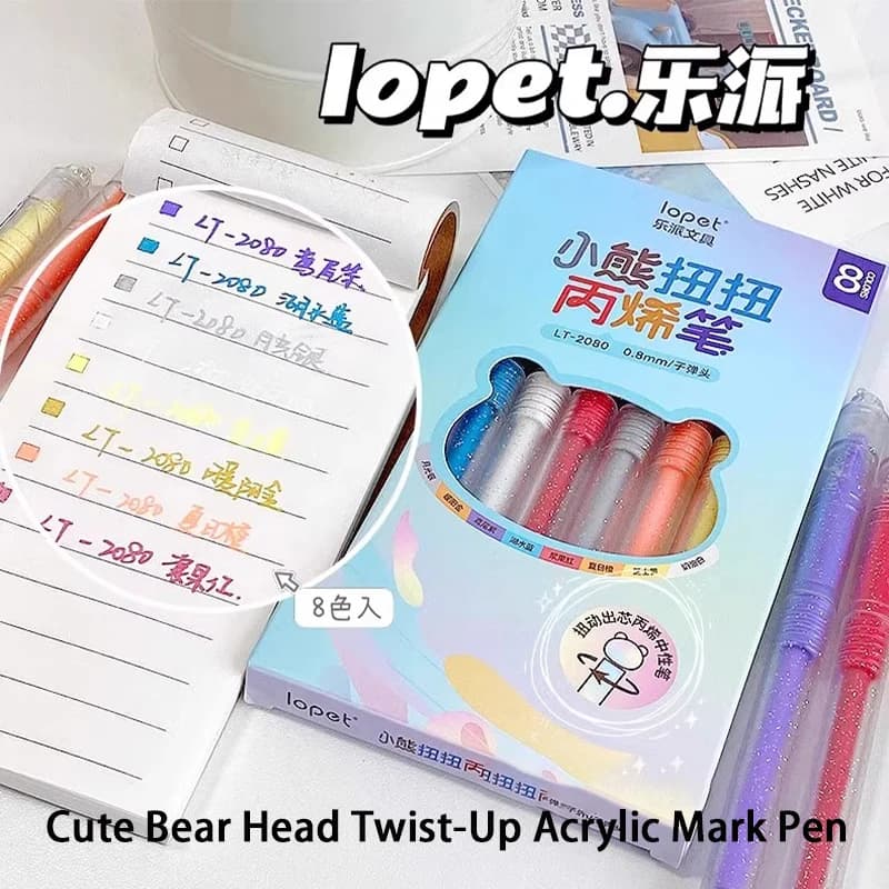 Lopet Set di penne a inchiostro gel colorato Penne a inchiostro acrilico vibrante ad alta copertura da 0,8 mm per artisti di pittura multisuperficie e strumenti artigianali fai-da-te