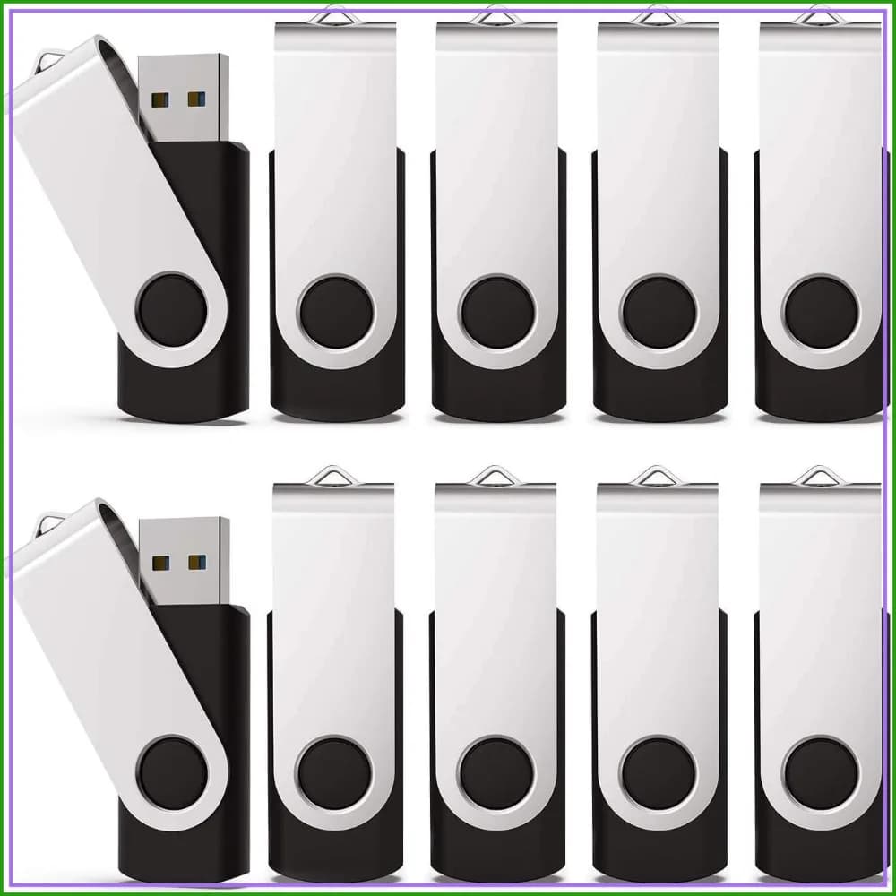 128GB USB 3.0 Flash Drive 10 Pack Bulk Thumb Drives with LED Indicator, Black