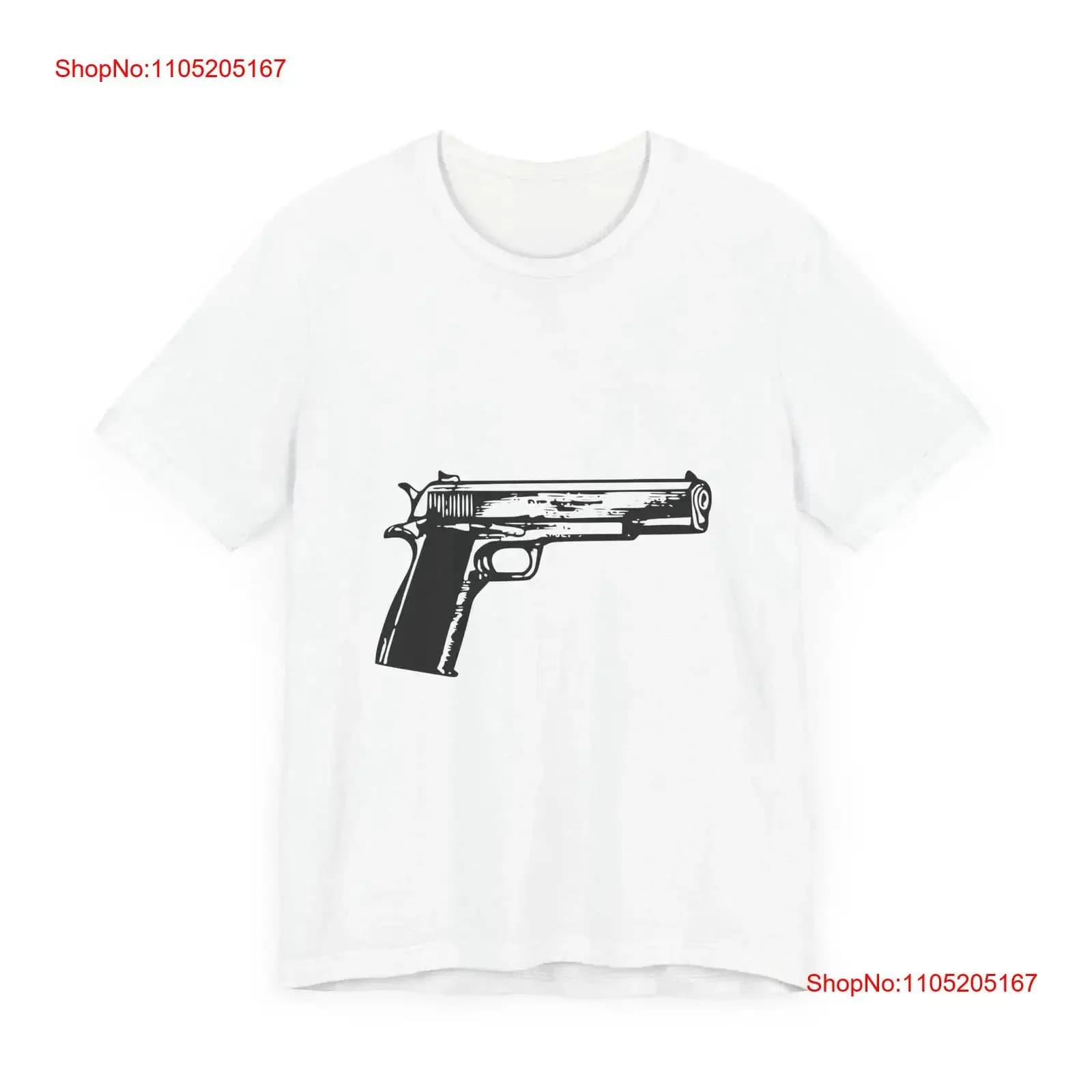T-shirt in jersey per pistola della serie POP Culture Classics, moda vintage lavata, comodi abiti firmati allungati alla moda