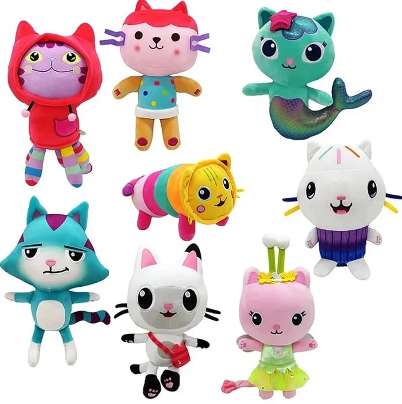 Hot Gabby Dollhouse Peluche Mercat Cartoon Animali di peluche Gatto sorridente Auto Gatto Abbraccio Gaby Ragazza Bambole Regali di compleanno per bambini