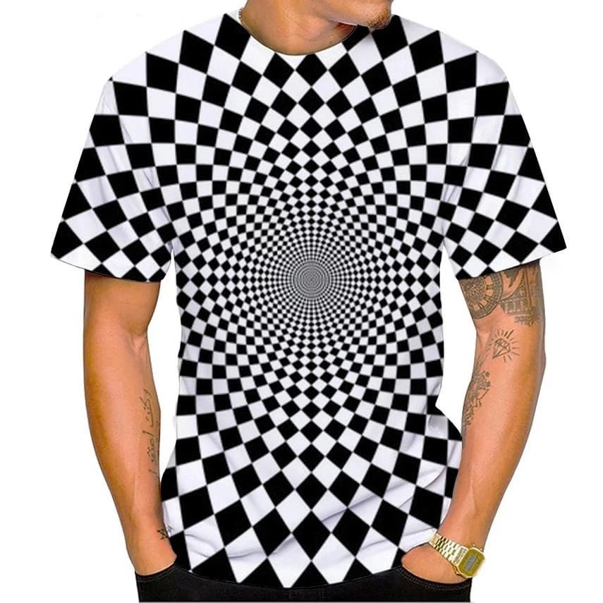 Nuovo Vertigo 3d Stampa Uomo Casual Hip-Hop Tshirt Nuovo In Manica Corta Fresco Illusione Ottica Grafica T-shirt da Uomo Divertente T-shirt
