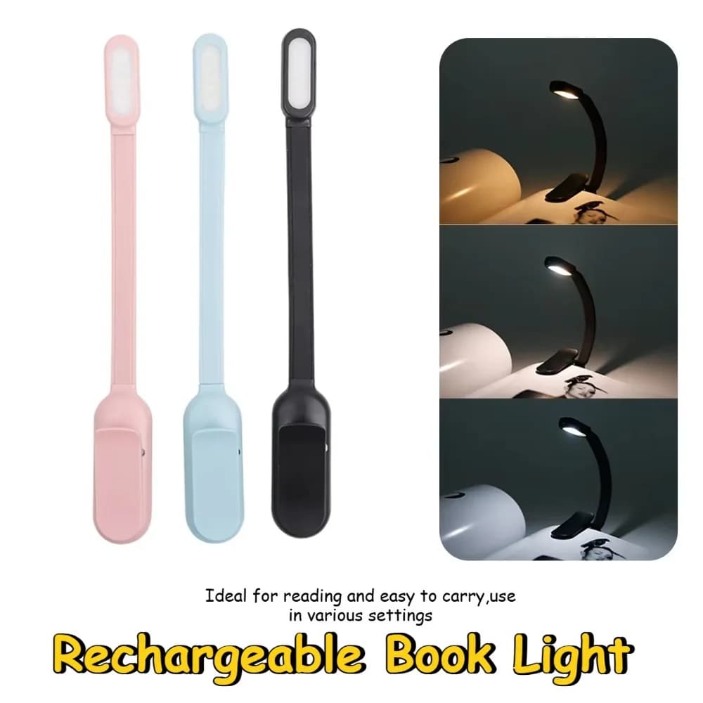 USB Rechargeable Clip On Study Lamp LED Desk Lamp Mini Book Light 3 Brightness Levels for Students Dormitory Bedroom