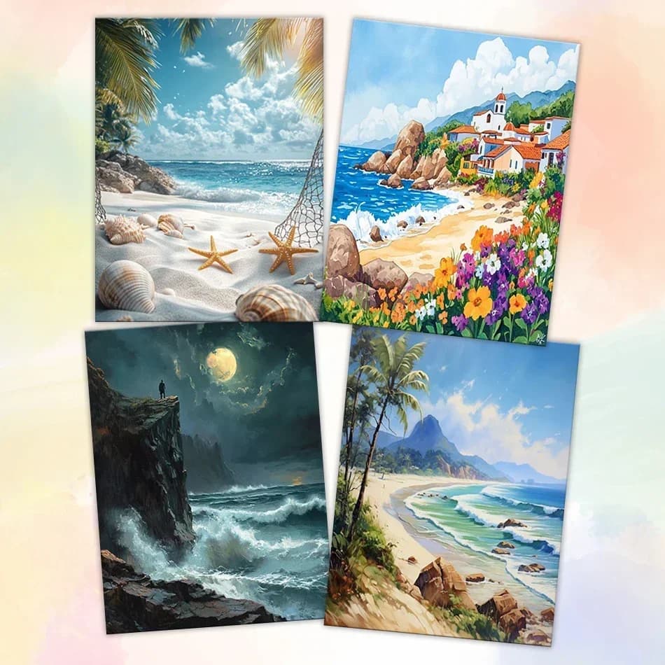 1pc frameless Oil Painting By Numbers Arts Crafts 40x50cm Landscape Decorative Paintings On Canvas Handiwork Acrylic Paints Wall