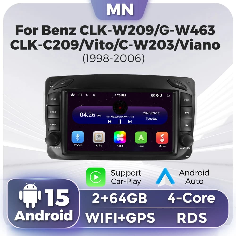 MEKEDE 7“ Android Car Radio GPS Navigation For Benz CLK W209 E-W10 C-Class W203 ML W168 G W463 Viano W639 Touch Screen Carplay