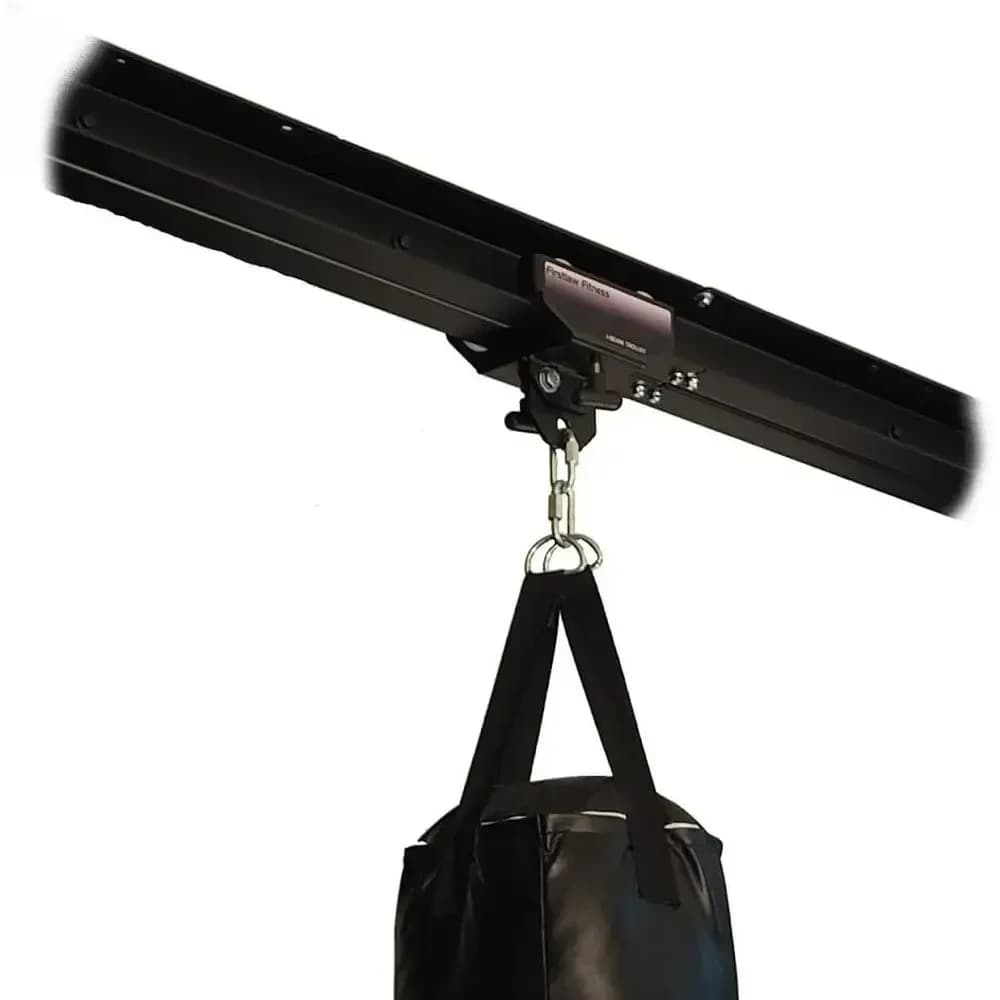 American-Made Black I-Beam Rolling Punching Bag & Rail Mount Combo
