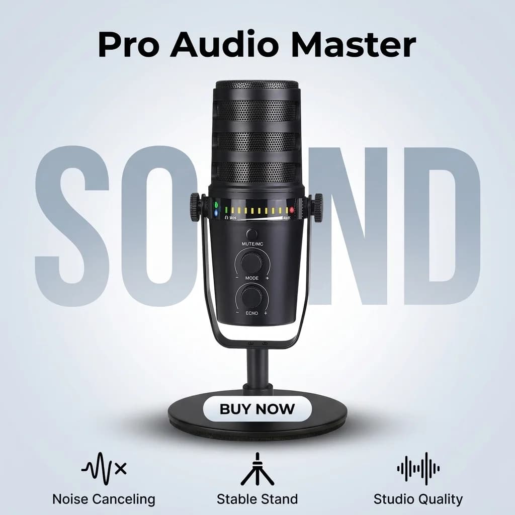Multifunctional Dynamic Mic, Plug&Play, Smart Noise Cancel, Wide Compatible, Pro Studio/Gaming, Win More