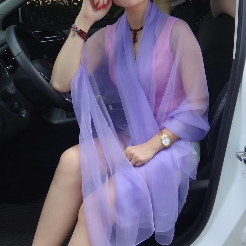 Women's Summer Sexy Slim Solar Protection Long Polyester Yarn Silk Chiffon Soft Scarf Shawl Scarf Muslim Shawl T63