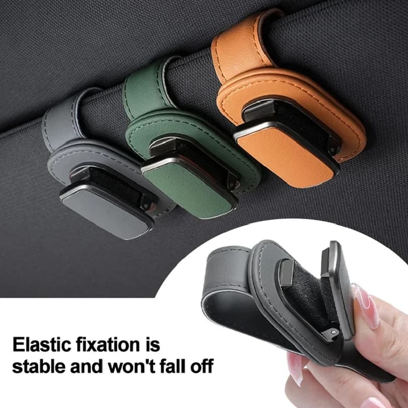 Universal Magnetic Car Sunglasses Holder Leather Eyeglass Hanger Clip Auto Accessories