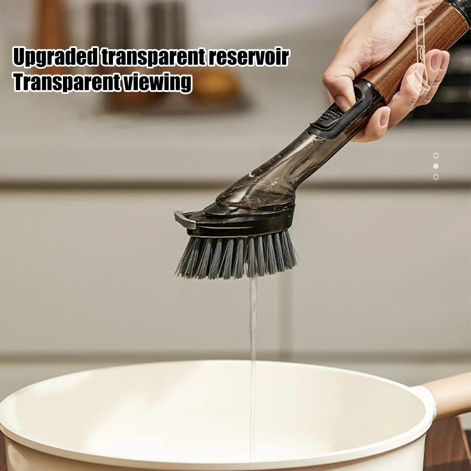 Spazzola per piatti per erogazione di sapone Spazzola per piatti da cucina Scrubber ergonomica per erogazione di sapone Spazzola per piatti per stoviglie Pentole Lavello da cucina Forno