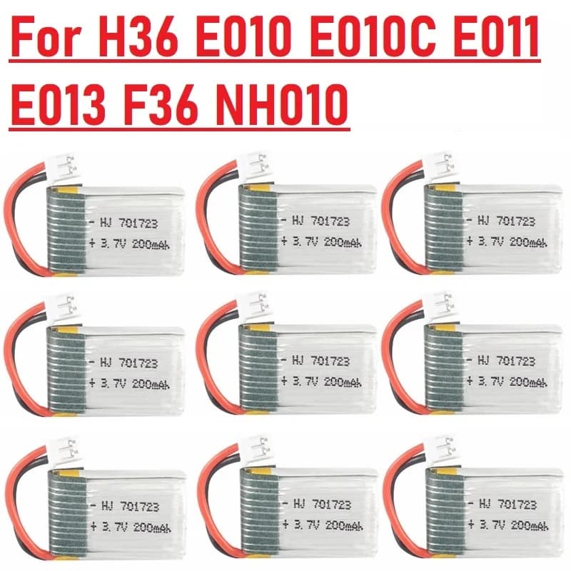 1-20 pezzi 3,7 V 200 mAh 701723 Batteria LIPO per H36 E010 E010C E011 E013 F36 NH010 RC Quadcopter Pezzi di ricambio Batteria da 3,7 v