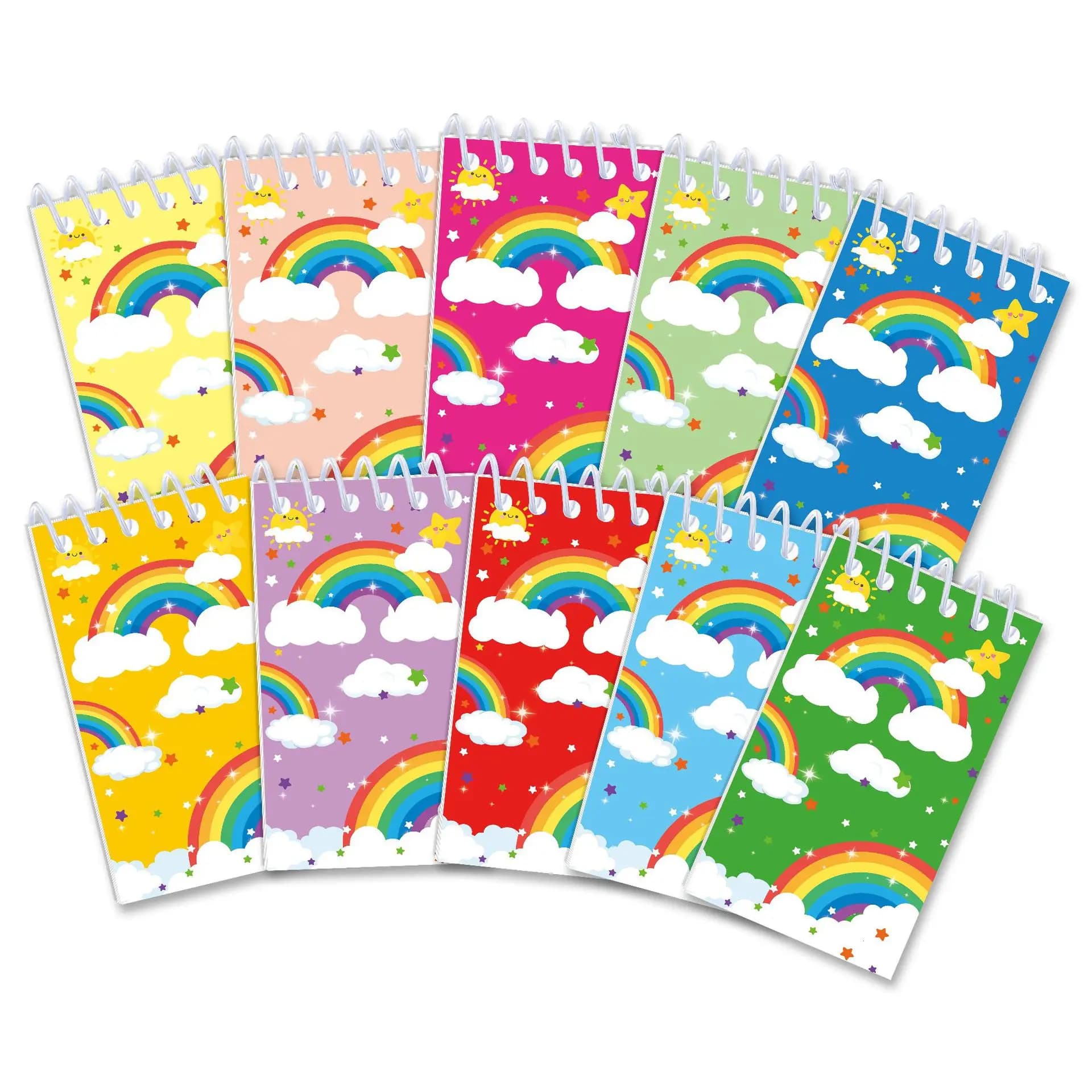 10 pezzi colorati arcobaleno tema taccuino a spirale portatile nuvola mini blocco note per bambini compleanno baby shower bomboniere premi scolastiche