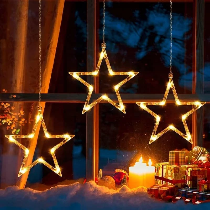 Fata romantica LED Tenda Stella Luci della stringa 2,5 M Compatibile UE per le decorazioni della ghirlanda della festa nuziale delle vacanze AC220V