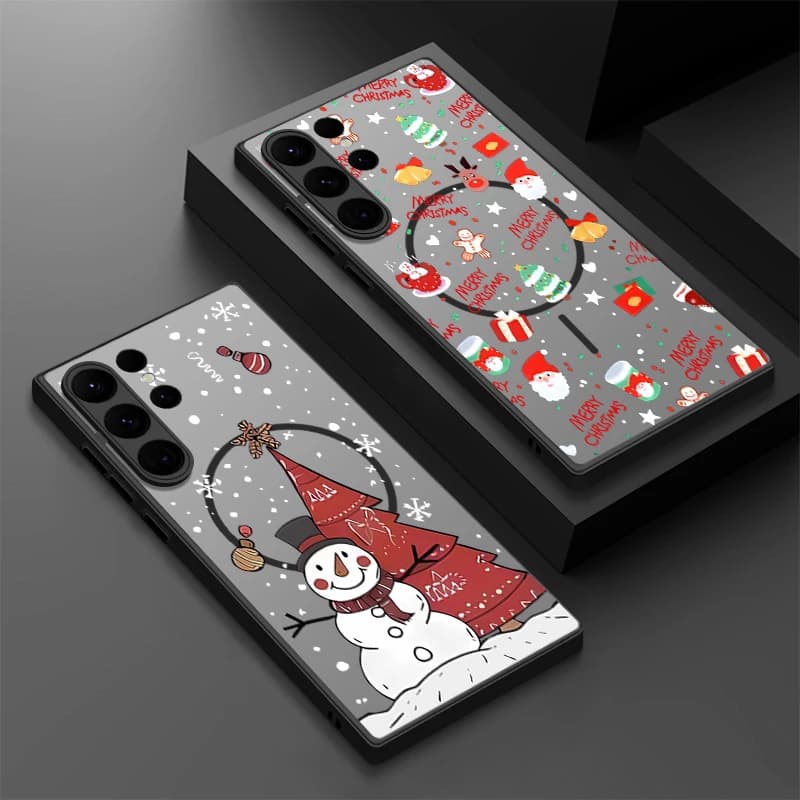 Custodia magnetica con motivo natalizio carino per Samsung Galaxy S25 S21 FE S23 S24 Ultra S22 Plus S25 Edge per Magsafe Capa Cover opaca