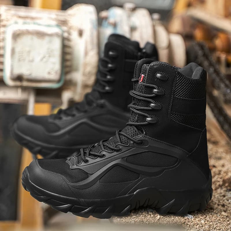Scarpe alte da uomo Stivali tattici Stivali da moto da esterno traspiranti Scarpe da trekking leggere da montagna Scarpe da caccia antiscivolo