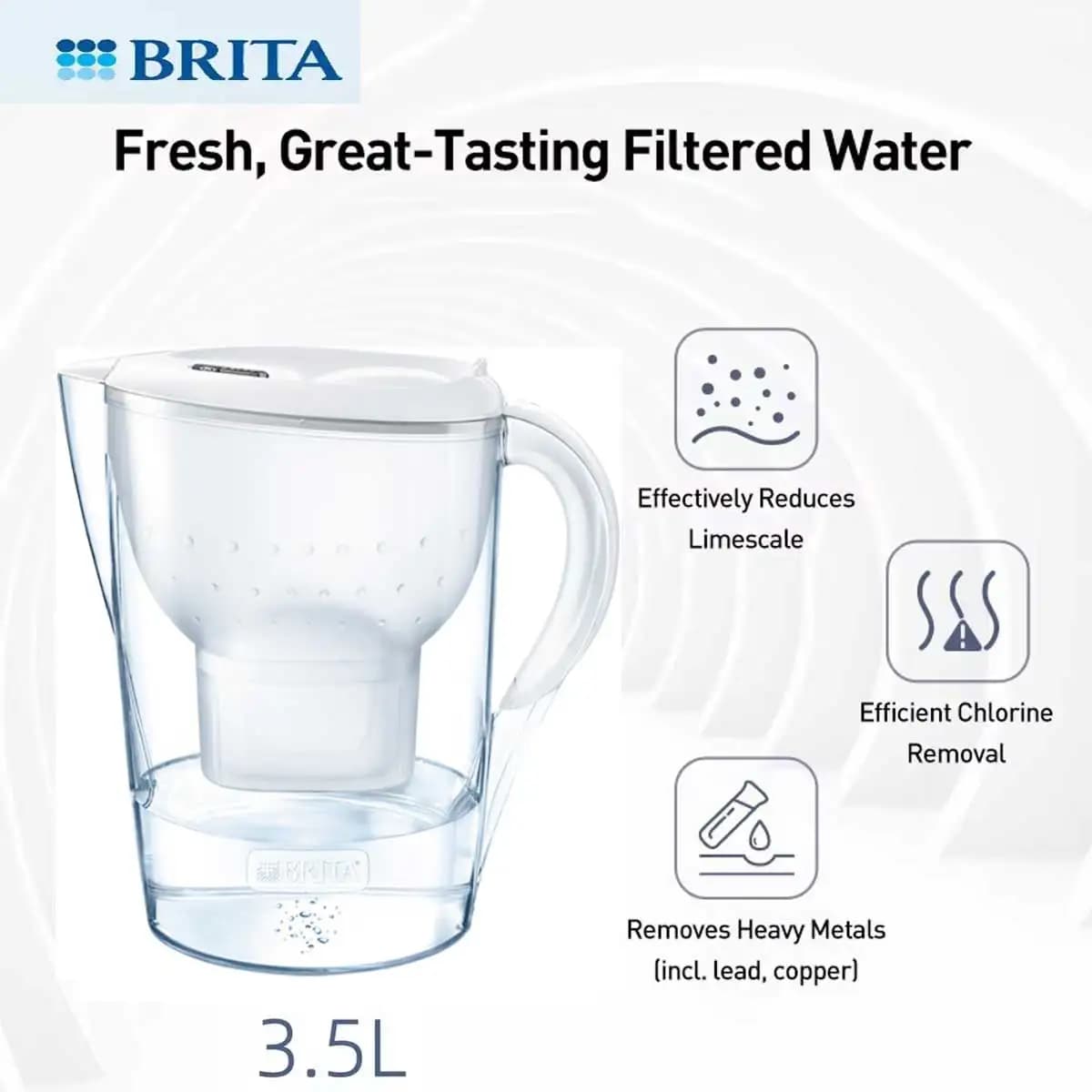 BRITA Water Purifier 3.5L Household Water Filter Kettle with Water Filter Cartridge Water Filter Jug Marella Ocean Series