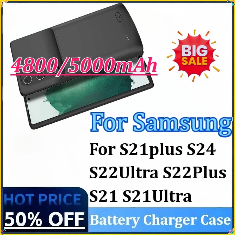 Nuovo 4800/5000mAh Power Bank Custodia per caricabatteria per Samsung S21plus S22Ultra S24 S22Plus S21Ultra S21 Custodia per batteria Power bank