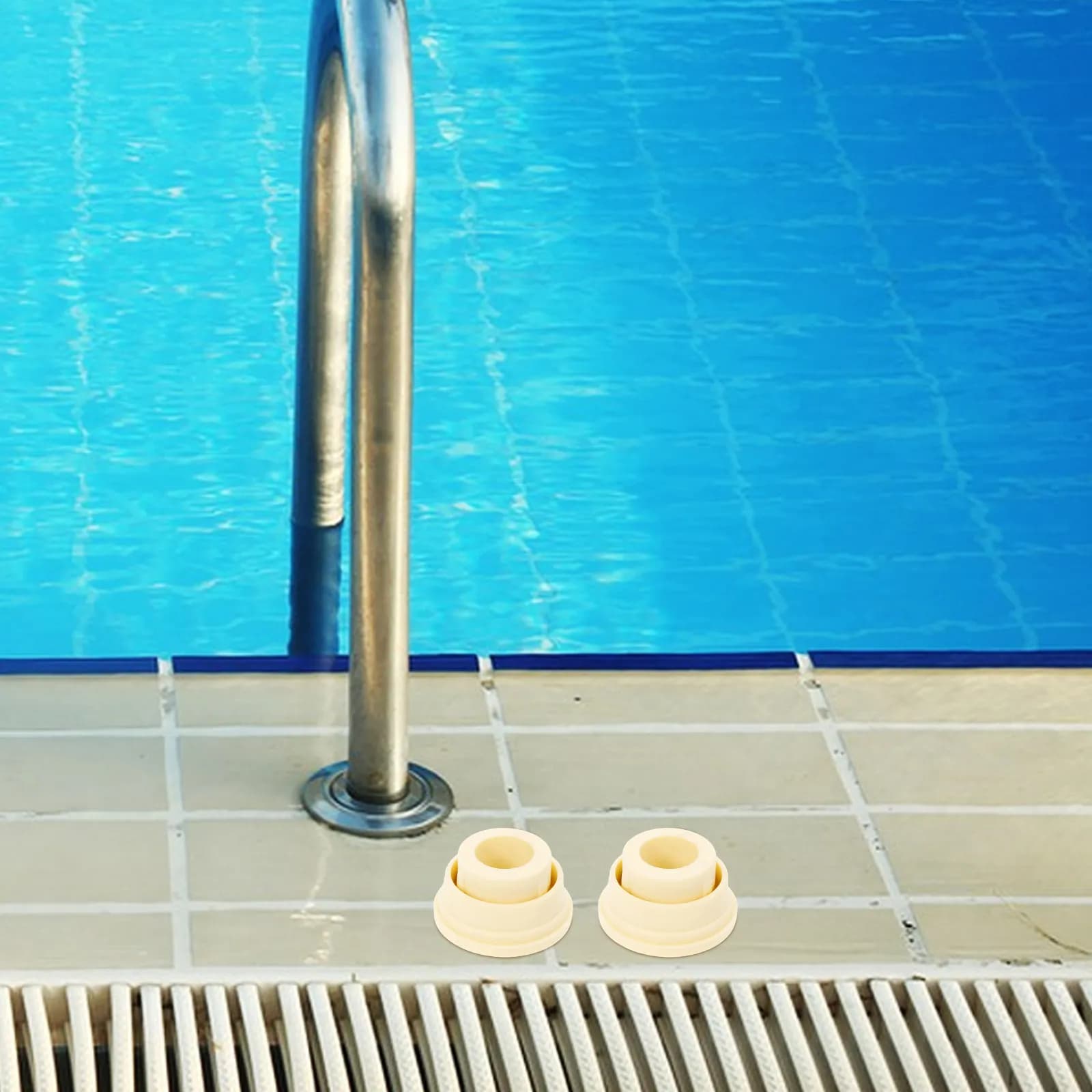 2 Pezzi Tappi in Gomma Antiscivolo per Scaletta Piscina Interrata, Cappucci Paracolpi Comodi e Facili da Installare