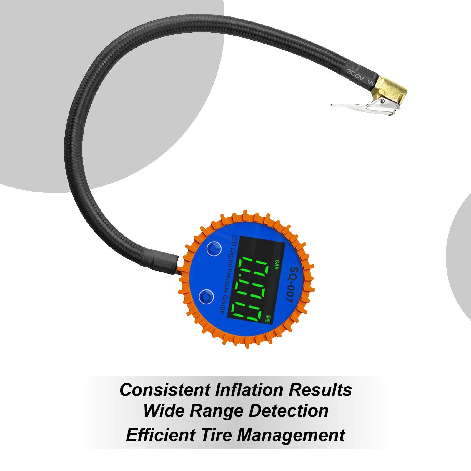 Manometro digitale per pneumatici a LED 0-255PSI Gonfiaggio/sgonfiaggio Manometro digitale antiscivolo per pneumatici a connessione rapida con gonfiatore