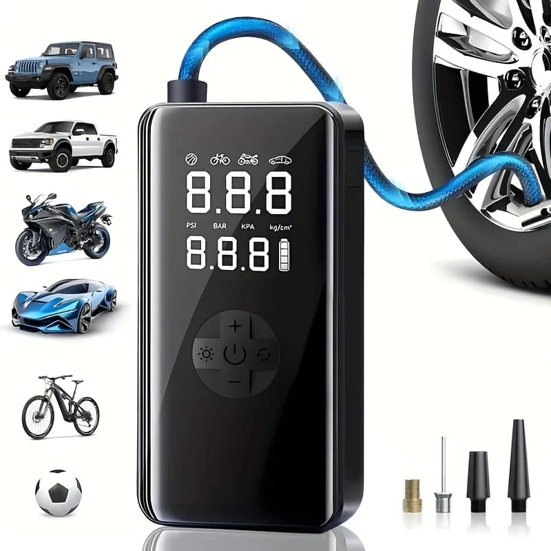 Compressore d'aria per auto portatile Gonfiatore per pneumatici wireless Pompa d'aria 150PSI 3X con luce a LED per auto Motociclette Bici Palle