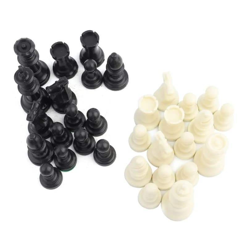 Plastic Chessmen Set International Chess Game Complete Chessmen Set Black&White L