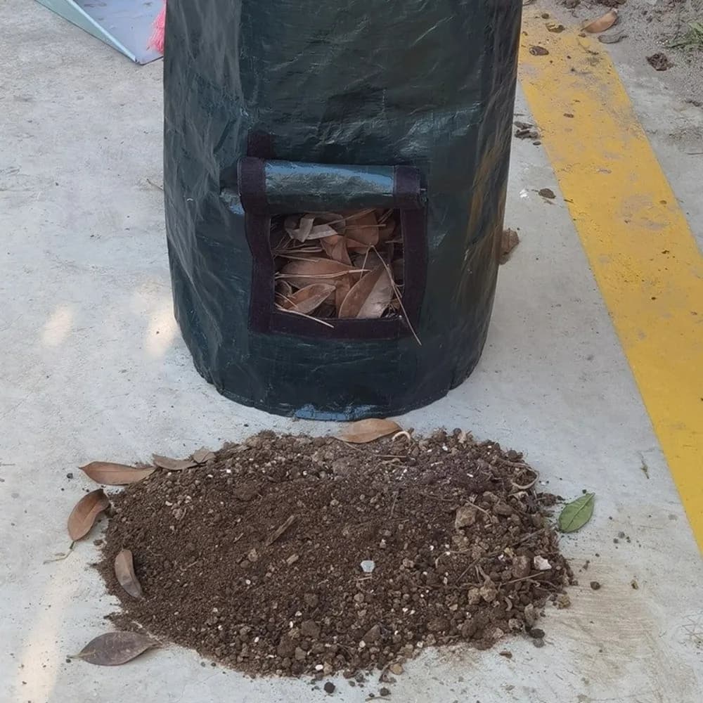 Sacchi per Compostaggio Resistenti all'Usura con Coperchio a Cerniera e Manici, Sacchi per Foglie e Rifiuti da Giardino Sigillabili e Pieghevoli, per Compostaggio di Rifiuti di Frutta e Scarti da Cucina