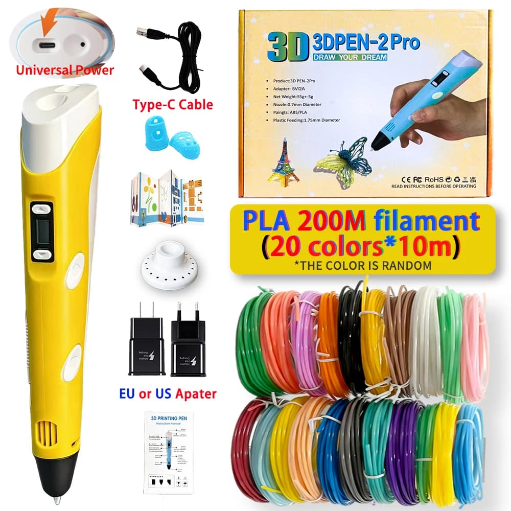 3D Pen for Kids Updated, 3D Pen Set, 3D Drawing Pen with Type-C Cable, Power Adapter, PLA Filament, Birthday Gift and Children Christmas Gift