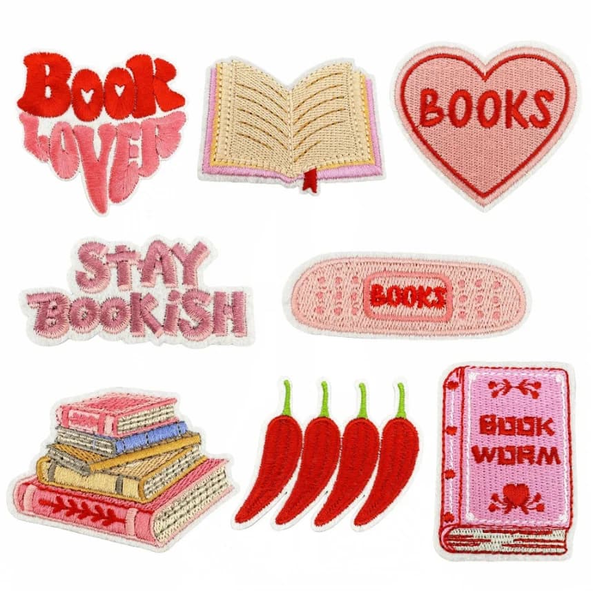 10 pezzi di libri termoadesivi da cucire su toppe ricamate abbigliamento borsa per cappelli riparazione scarpe scatola regalo per telefono decorazione accessorio fai da te