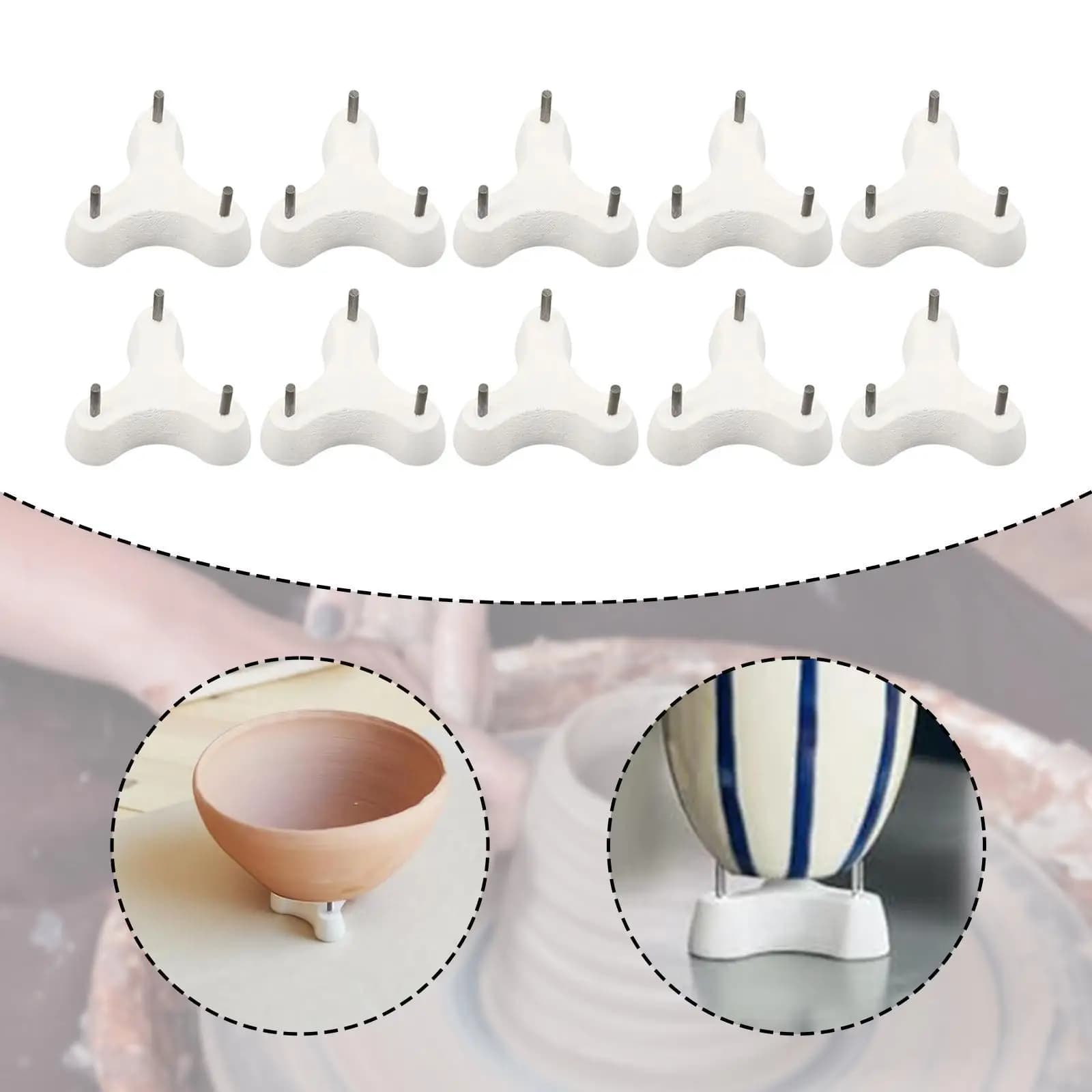 10 Pieces Support Accessories for Supplies, Professional, Practical, Robust, Feet Clips for Ceramics, 3-Point Tripod for Baking Oven