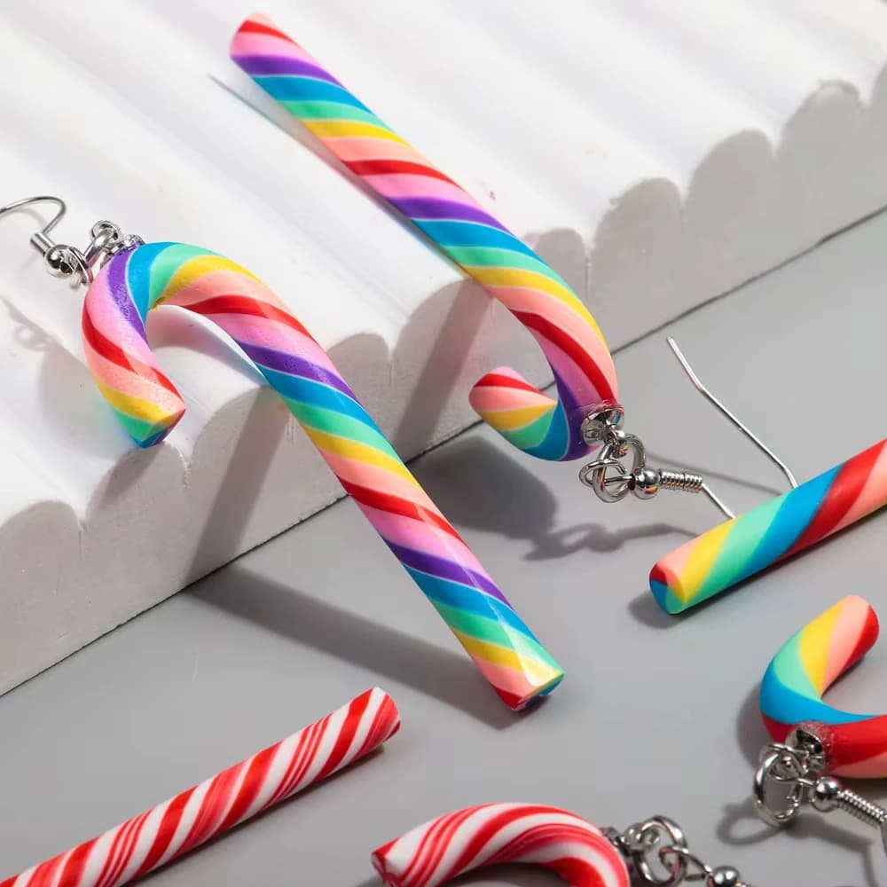 Deliziosi orecchini a forma di bastoncino di zucchero, accessori per feste da donna e ragazza, gioielli regalo per ragazze