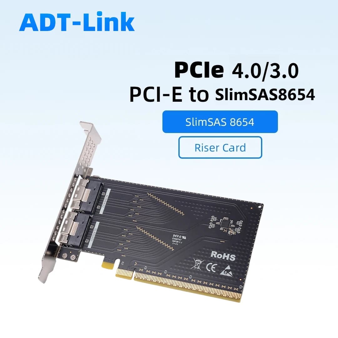 Scheda di estensione ADT-Link PCIE a 8654 Riser Card PCI-E 4.0 / 3.0 SlimSAS 8654, adattatore esterno per SSD e GPU